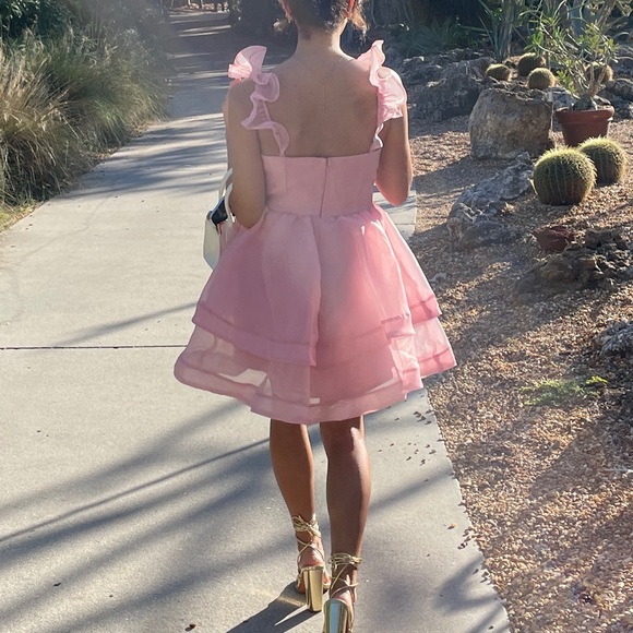 SOLD Pink Ruffle Mini Dress - Picture 9 of 10